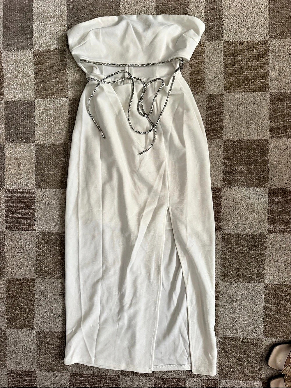 Selfie Leslie White Midi Dress Size Large Like New